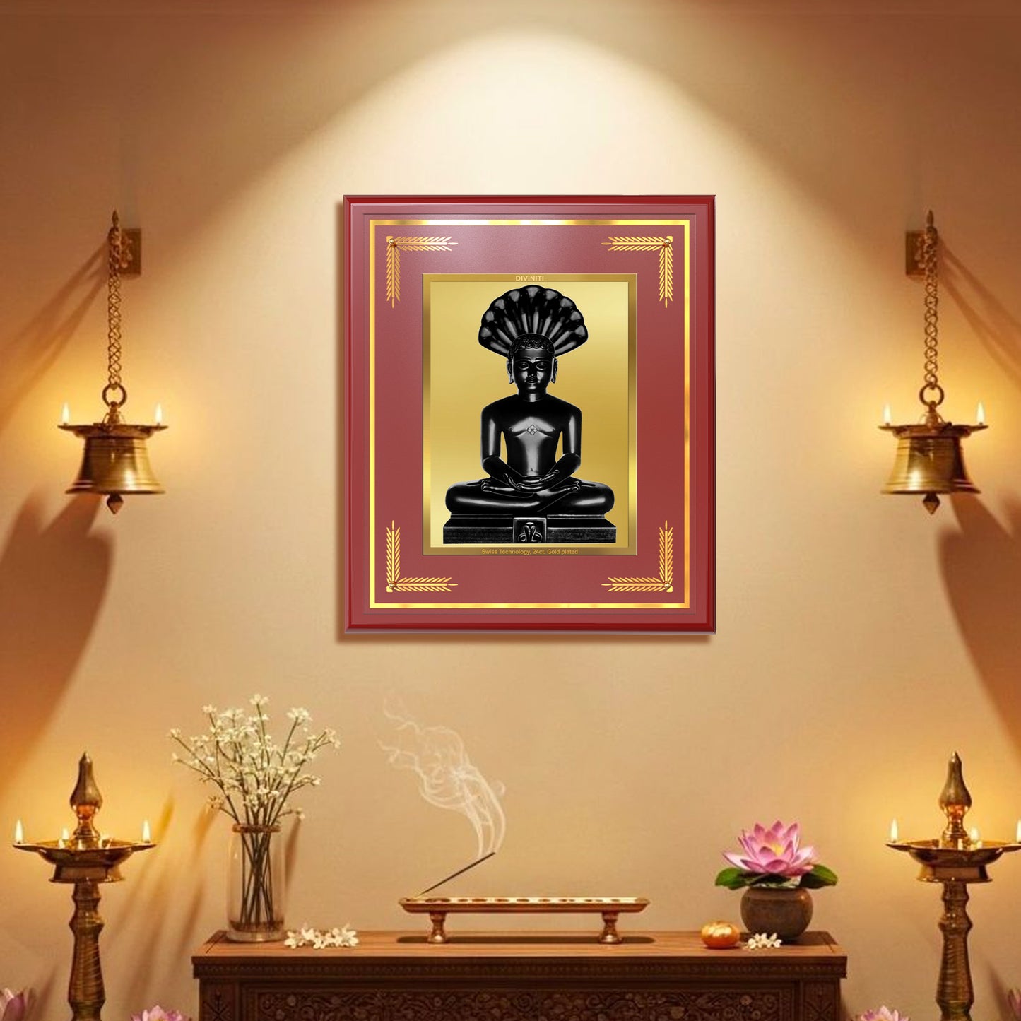 Lord Parshvanatha | 23rd Jain Tirthankara Wall Mount Photo Frame in 24K Gold Plated Foil