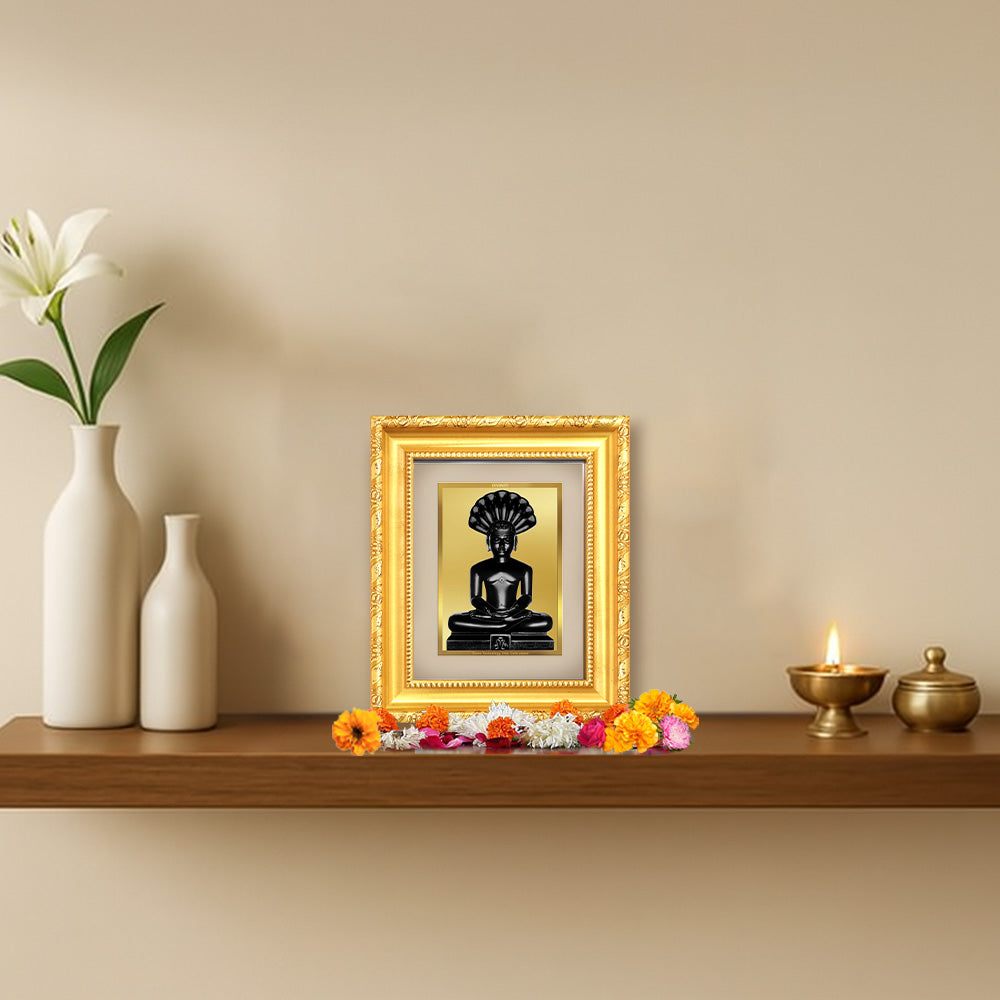 Lord Parshvanatha | 23rd Jain Tirthankara Wall & Tabletop Frame in 24K Gold Plated Foil