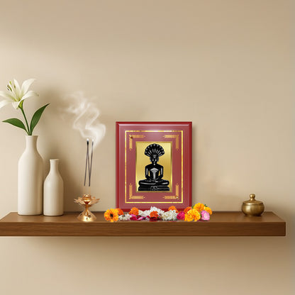 Lord Parshvanatha | 23rd Jain Tirthankara Wall & Tabletop Frame in 24K Gold Plated Foil