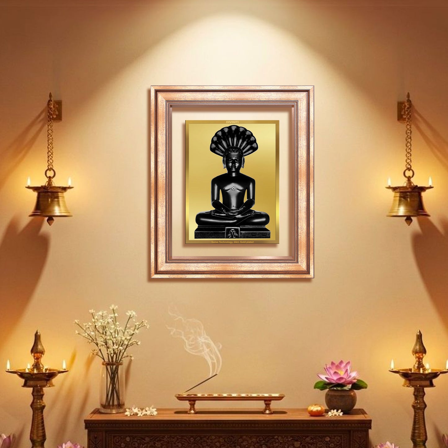 Lord Parshvanatha | 23rd Jain Tirthankara Wall Mount Photo Frame in 24K Gold Plated Foil
