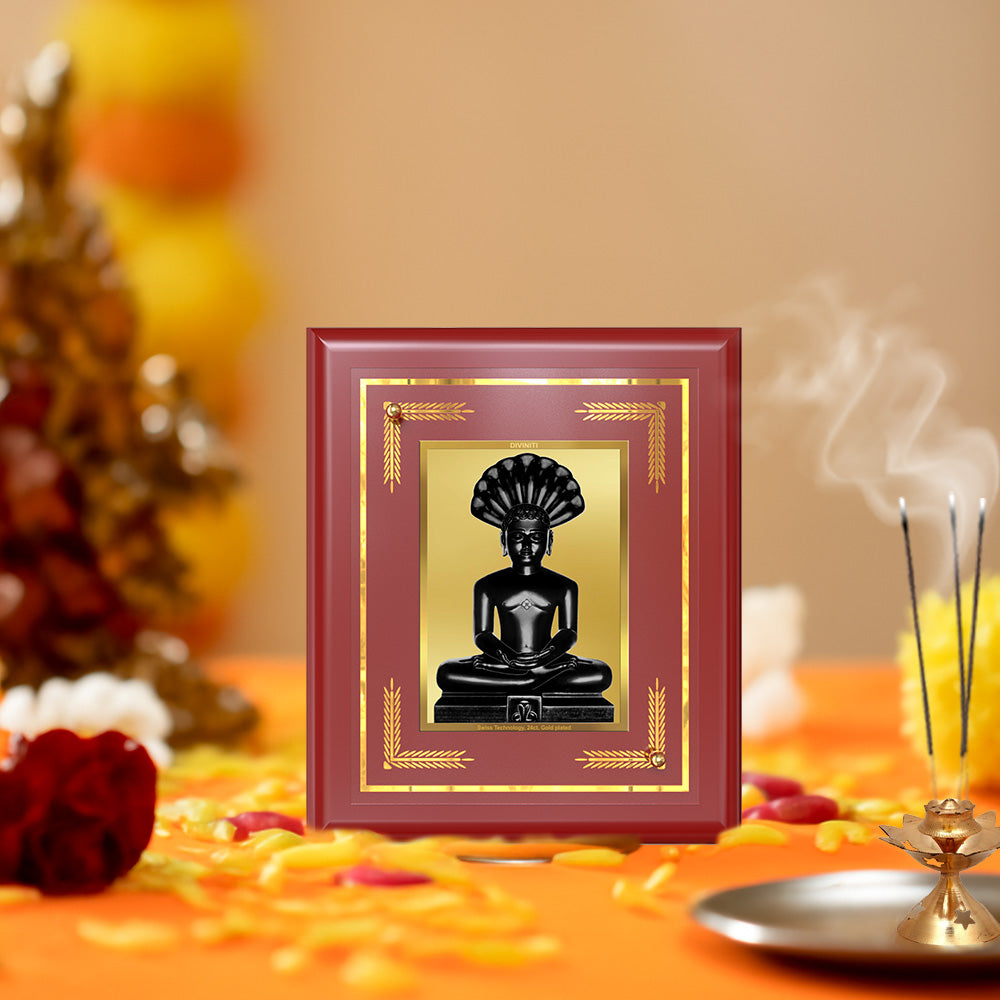 Lord Parshvanatha | 23rd Jain Tirthankara Wall & Tabletop Frame in 24K Gold Plated Foil
