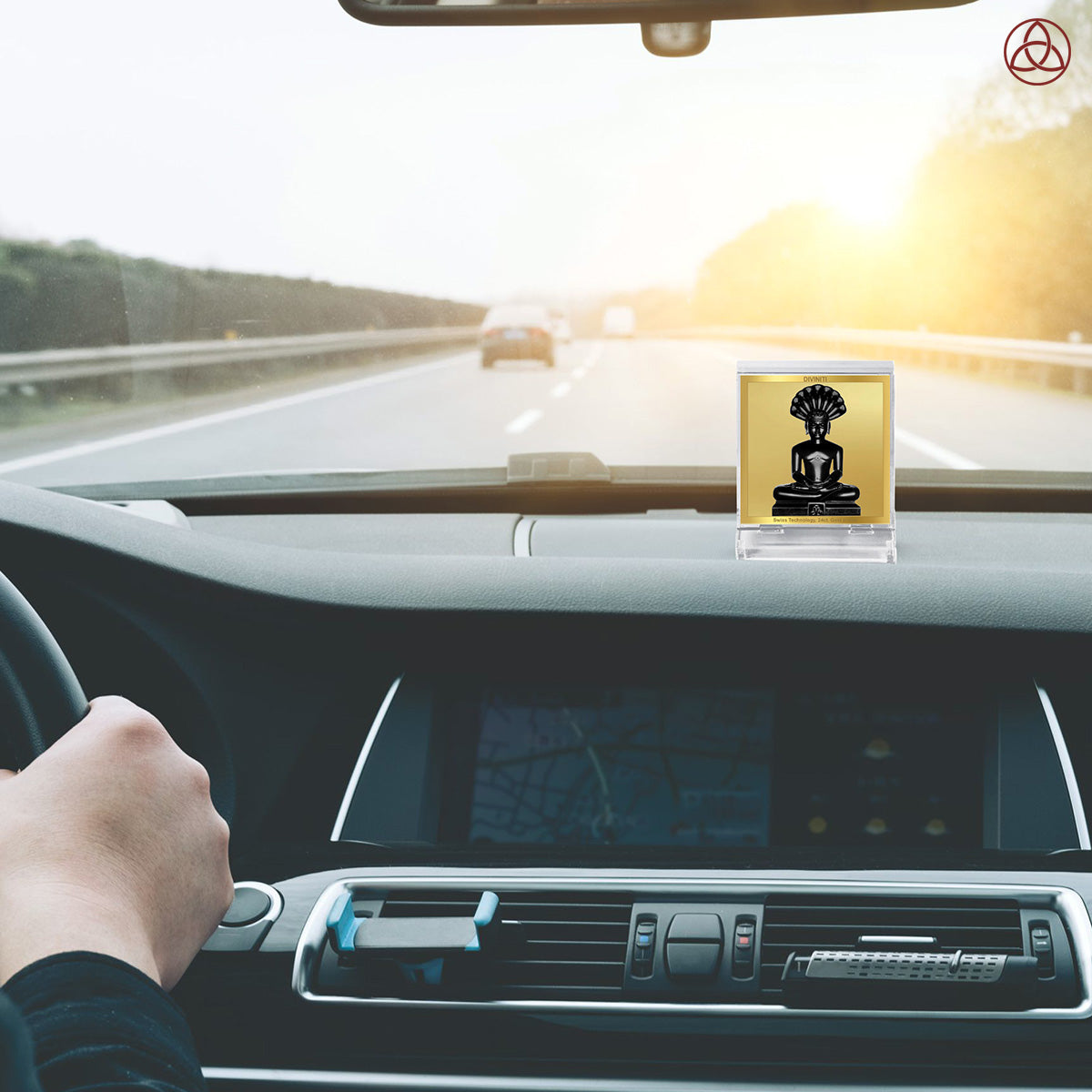 Parshvanatha | Divine Jain Tirthankar Car Dashboard & Tabletop Photo Frame in 24K Gold Plated Foil