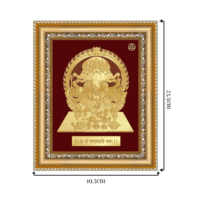 Paunchmukhi Ganesha an exquisitely framed wall hanging in 24K gold foil that represents the devotion and love of God.