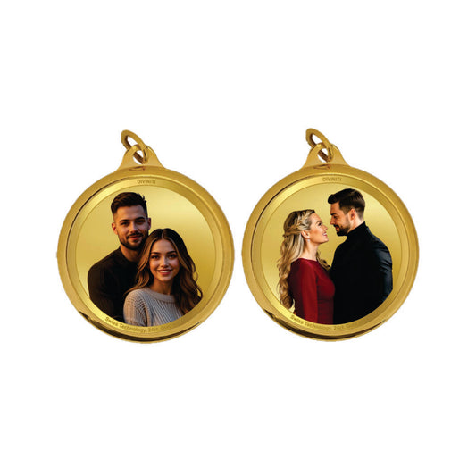 Diviniti 24K Gold Plated Customized Name & Om 18MM Double Sided Pendant For Men, Women & Kids