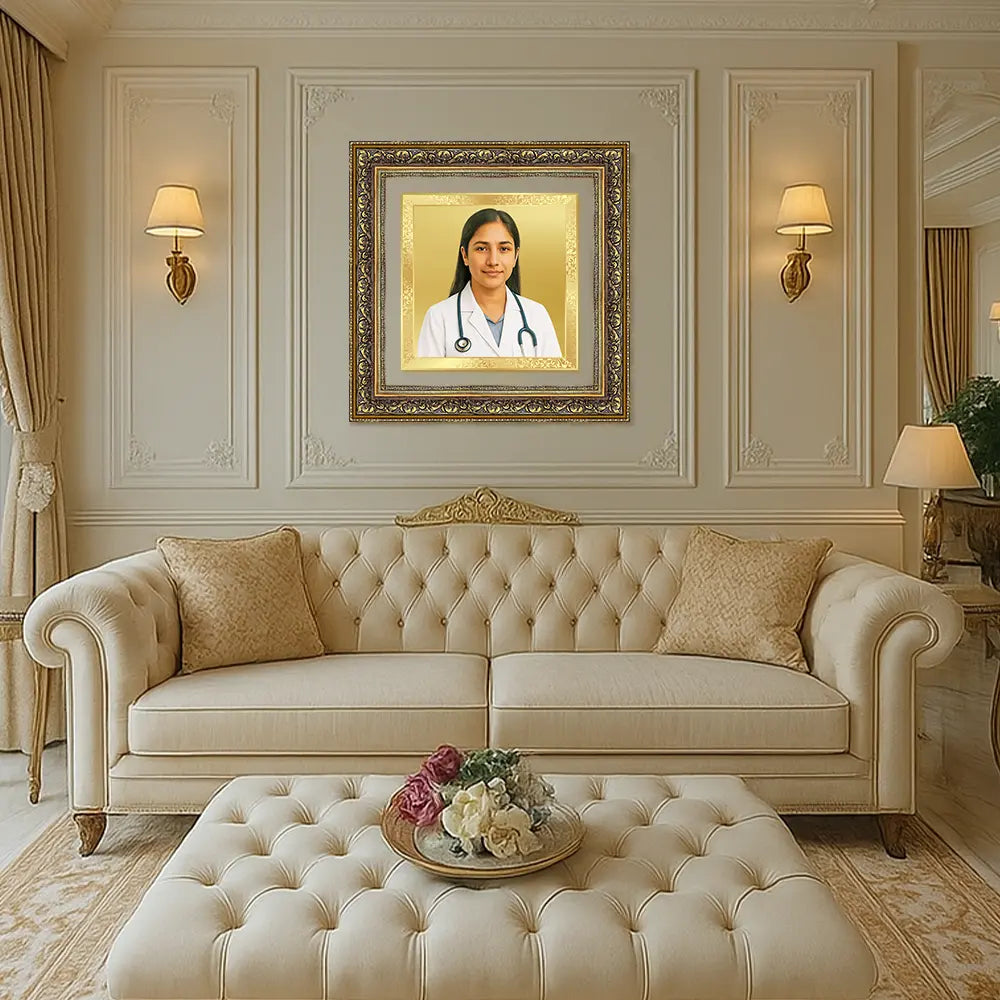 Portrait on Gold Immortalise Your Aurum Essence Square Photo Frame in 24K Gold Plated Foil