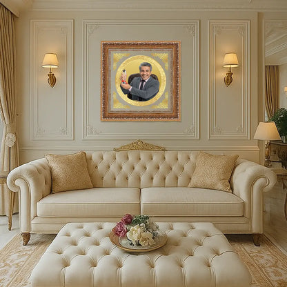 Portrait on Gold Immortalise Your Aurum Essence Round Photo Frame in 24K Gold Plated Foil