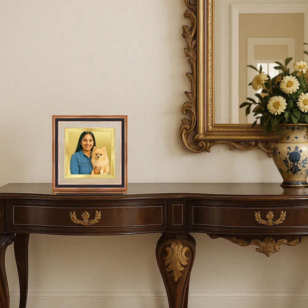 Portrait on Gold Immortalise Your Luxe Mini Square Photo Frame in 24K Gold Plated Foil