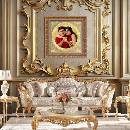 Portrait on Gold | Immortalise Your Legacy Round Photo Frame in 24K Gold