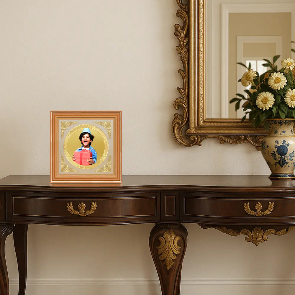 Portrait on Gold Immortalise Your Luxe Mini Round Photo Frame in 24K Gold Plated Foil