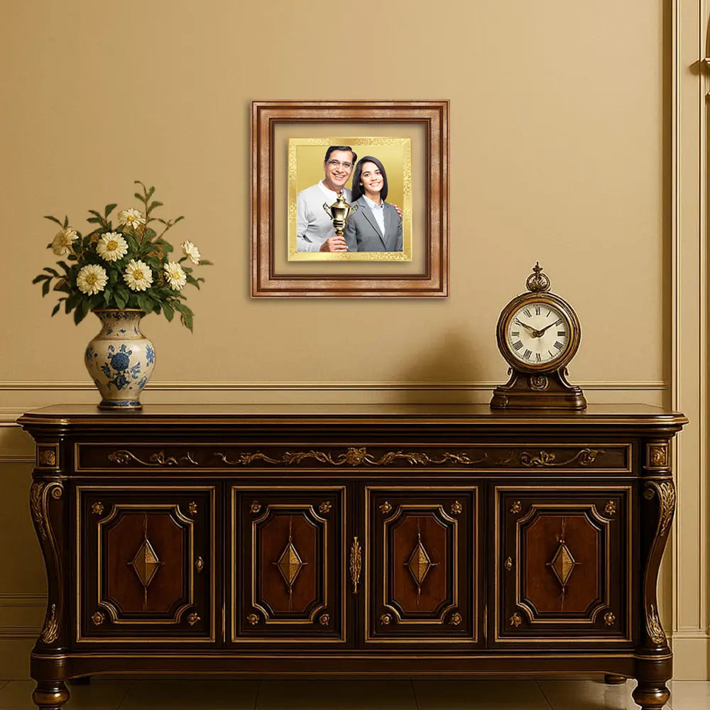 Portrait on Gold Immortalise Your Petite Luxe Square Photo Frame in 24K Gold Plated Foil