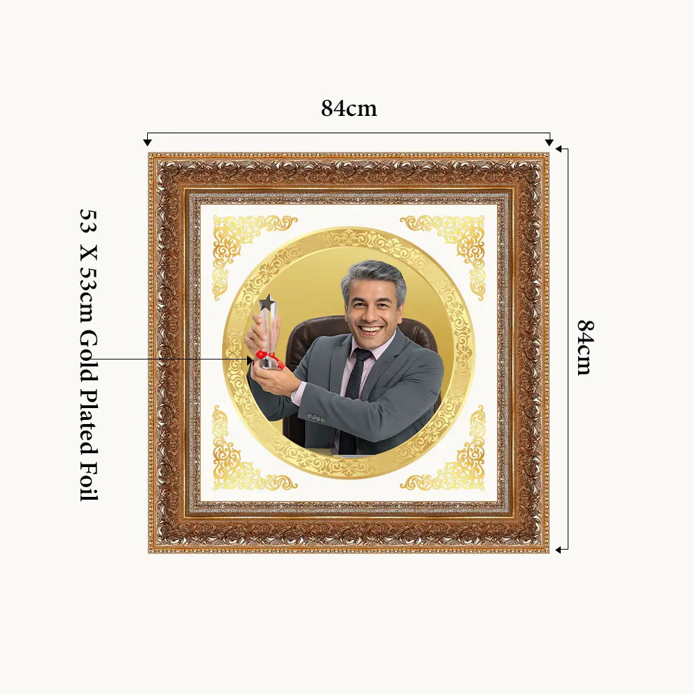 Portrait on Gold Immortalise Your Aurum Essence Round Photo Frame in 24K Gold Plated Foil