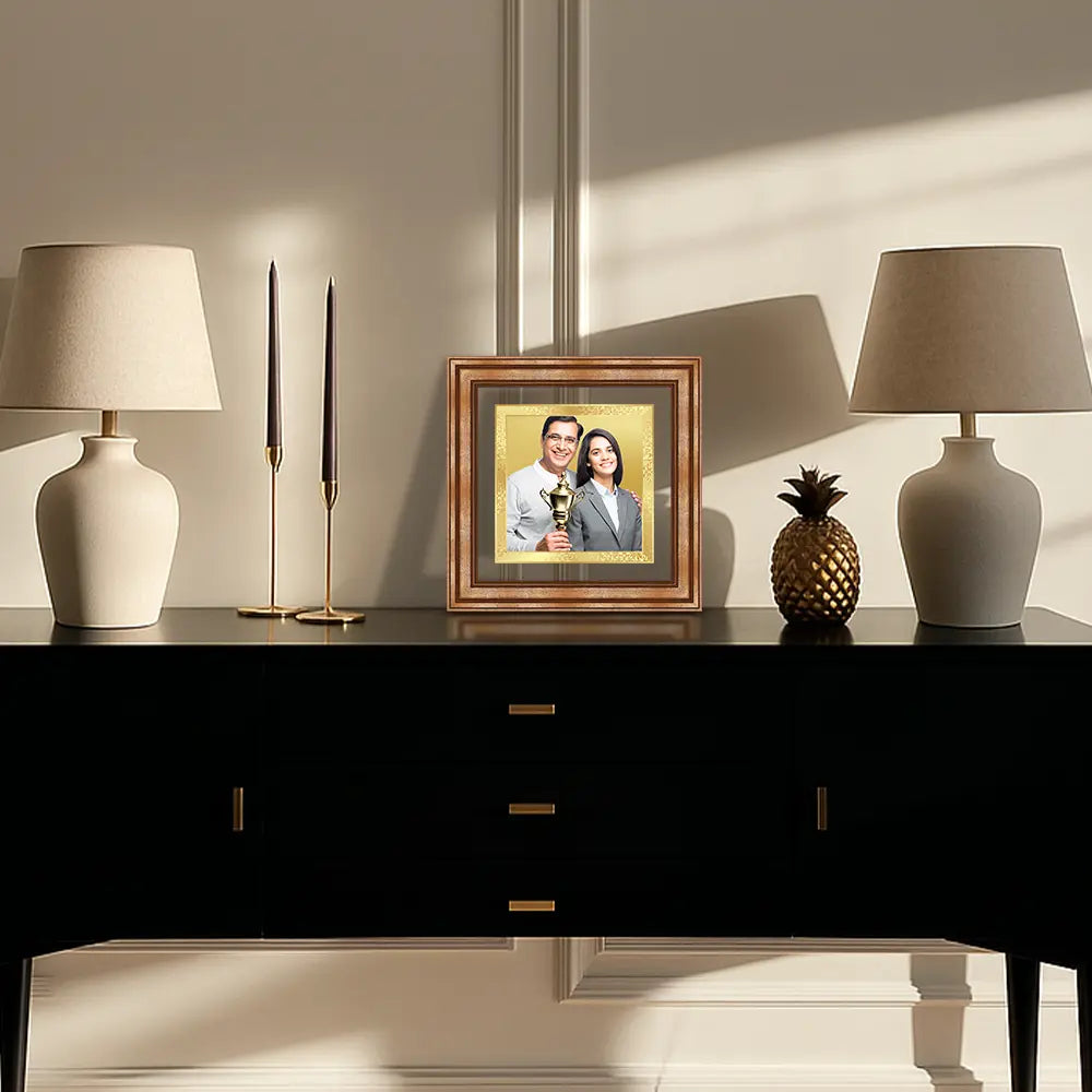 Portrait on Gold Immortalise Your Petite Luxe Square Photo Frame in 24K Gold Plated Foil
