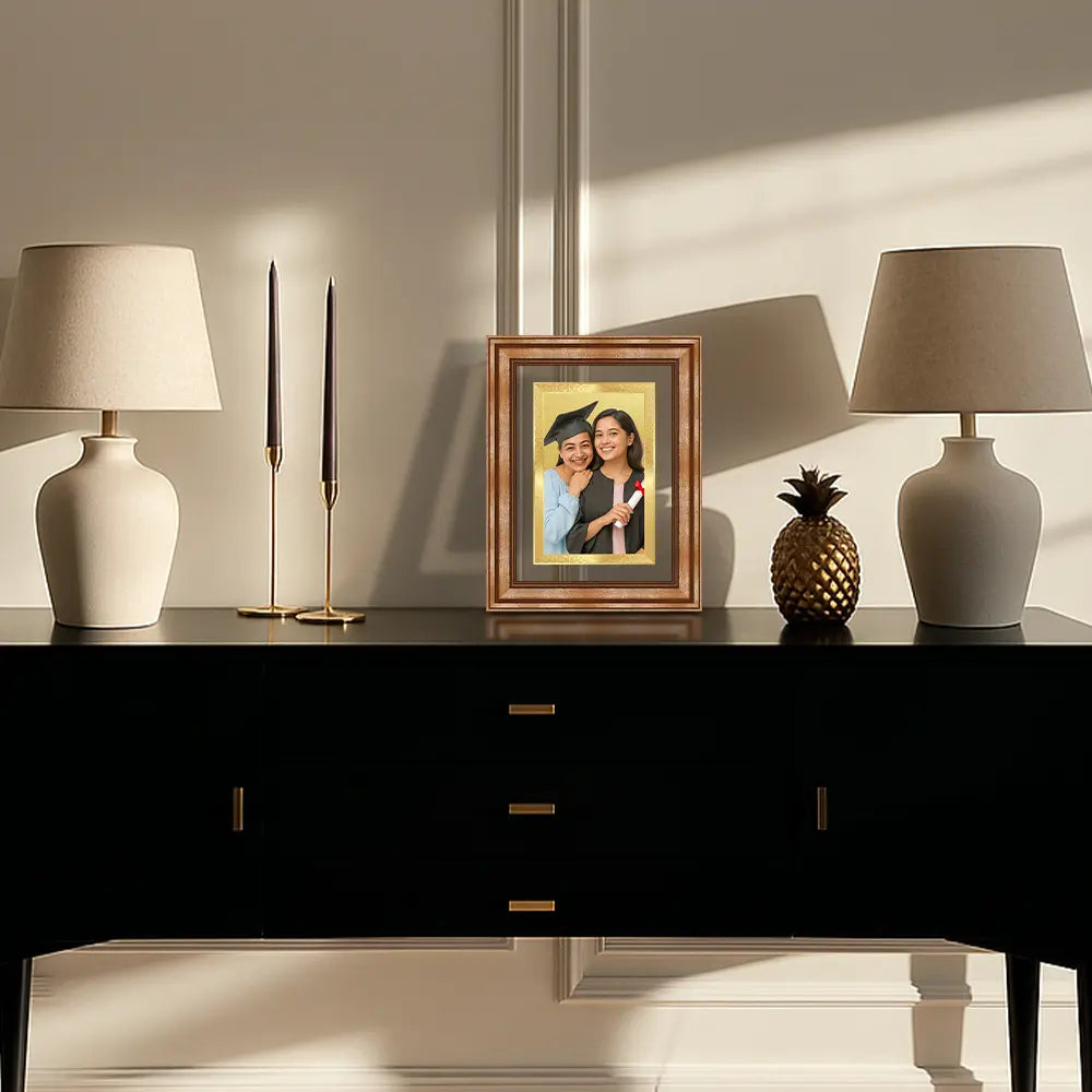 Portrait on Gold Immortalise Your Petite Luxe Rectangle Photo Frame in 24K Gold Plated Foil