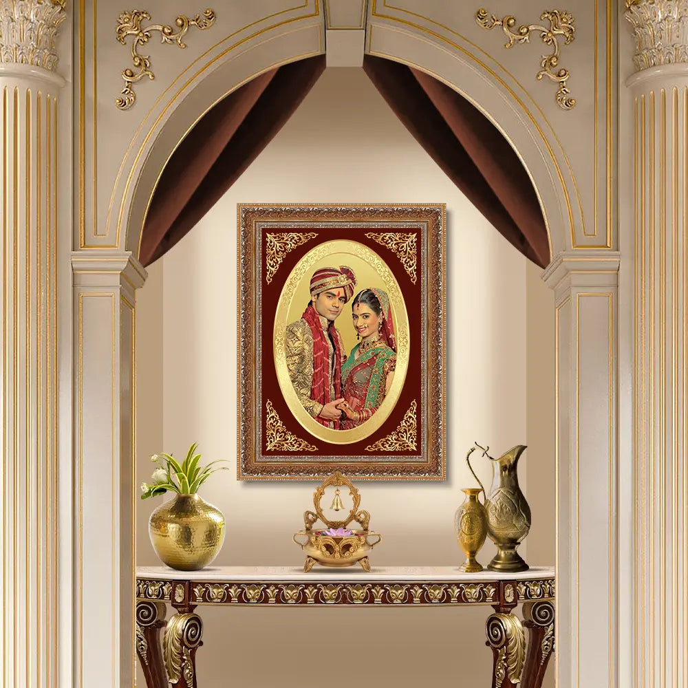 Portrait on Gold Immortalise Your Legacy Oval Photo Frame in 24K Gold Plated Foil