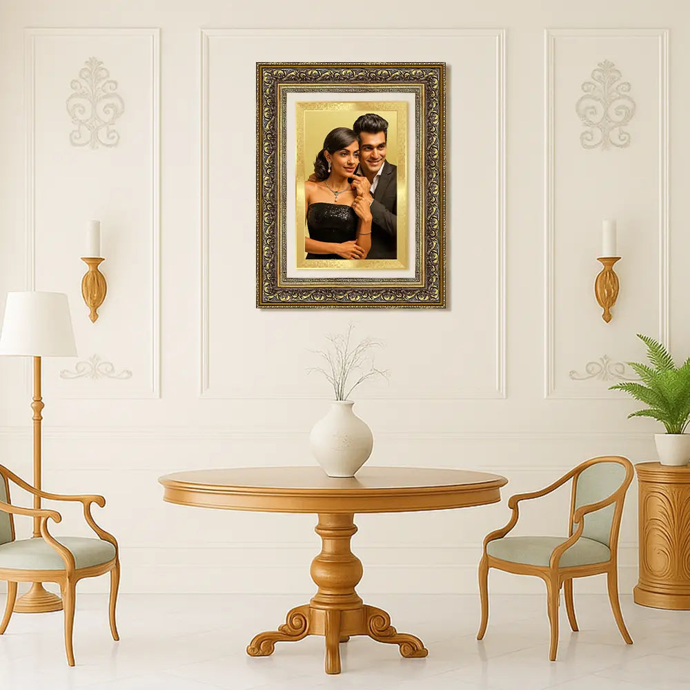 Portrait on Gold Immortalise Your Aurum Essence Rectangle Photo Frame in 24K Gold Plated Foil