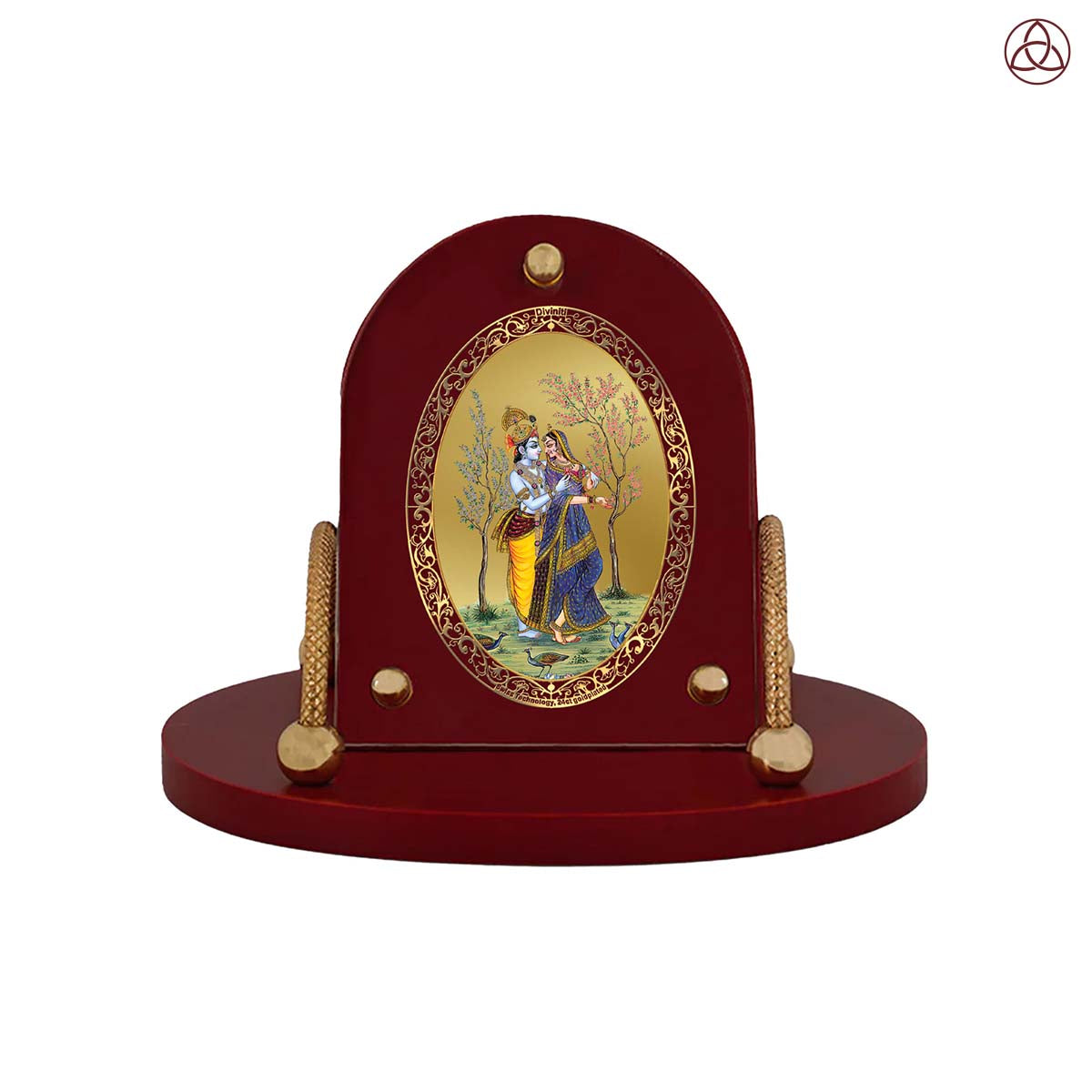 Radha Krishna | Divine Lord Radha and Krishna Car Dashboard & Tabletop Photo Frame in 24K Gold Plated Foil