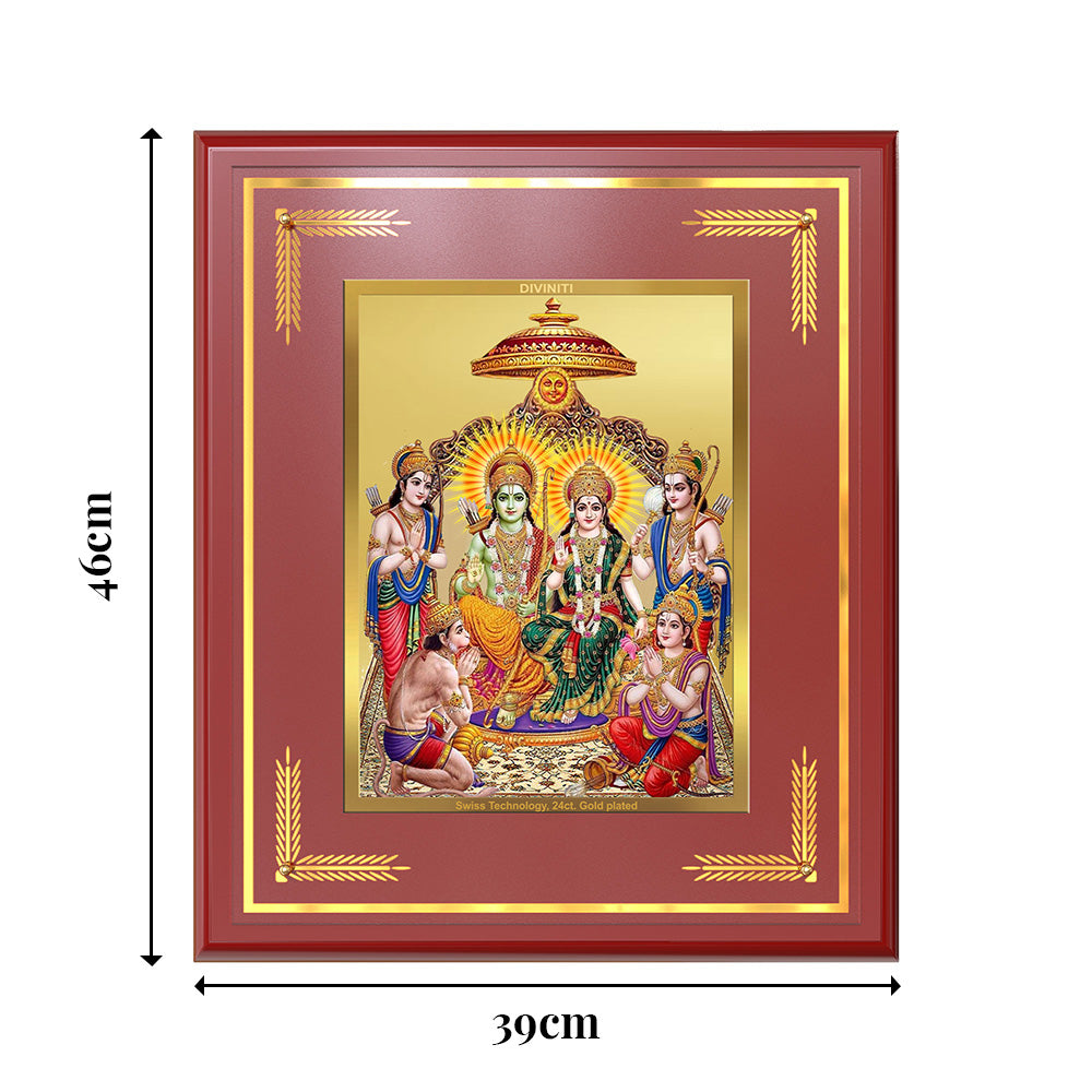 Ram Darbar | Divine Royal Family Wall Mount Photo Frame in 24K Gold Plated Foil