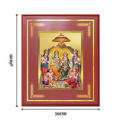 Ram Darbar | Divine Royal Family Wall Mount Photo Frame in 24K Gold Plated Foil