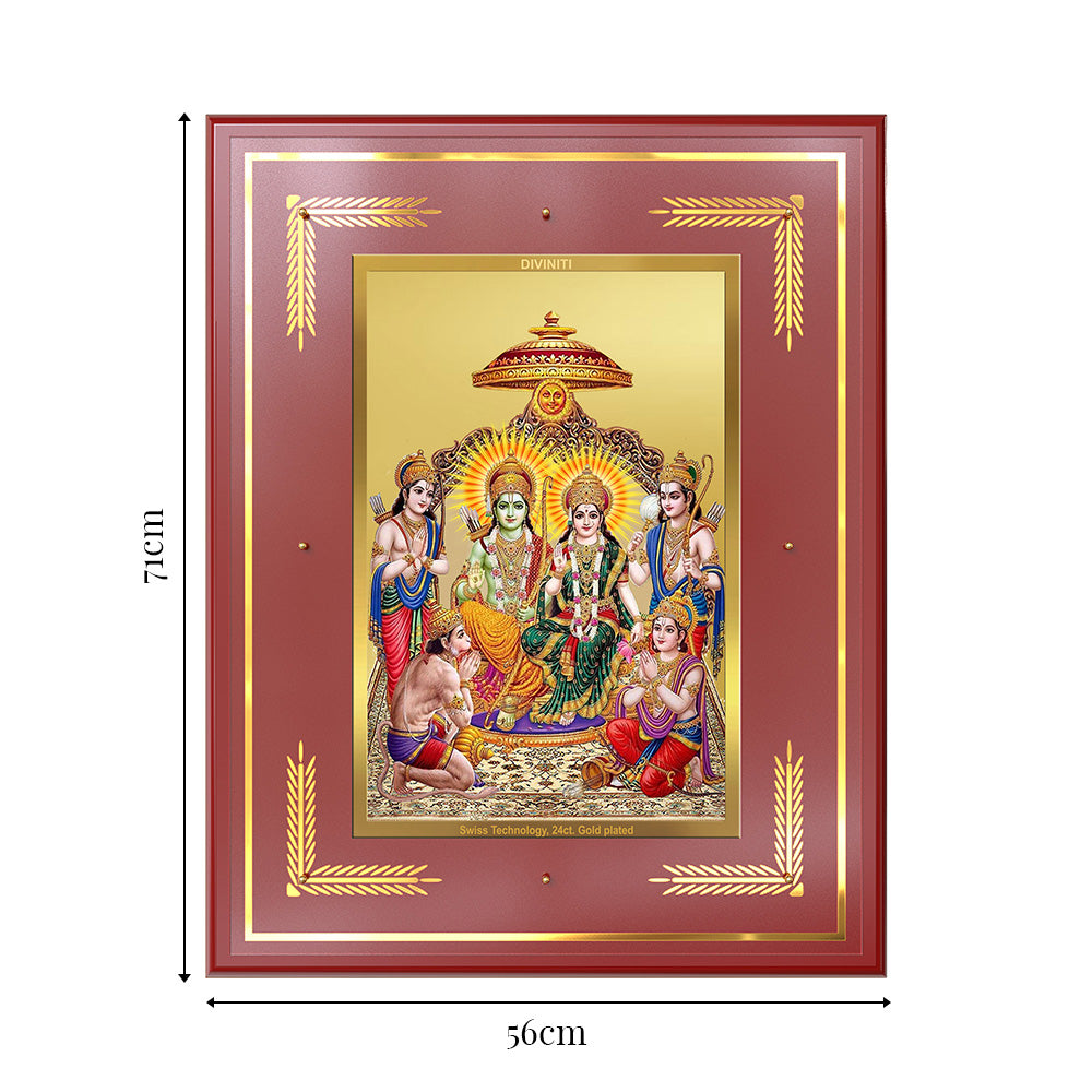 Ram Darbar | Divine Royal Family Wall Mount Photo Frame in 24K Gold Plated Foil