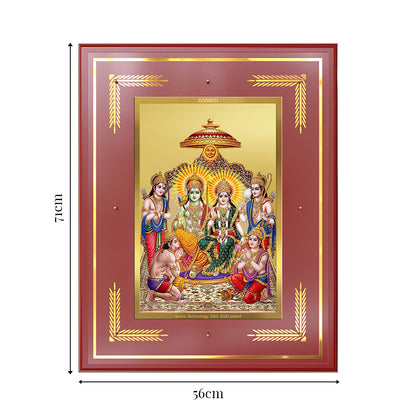 Ram Darbar | Divine Royal Family Wall Mount Photo Frame in 24K Gold Plated Foil
