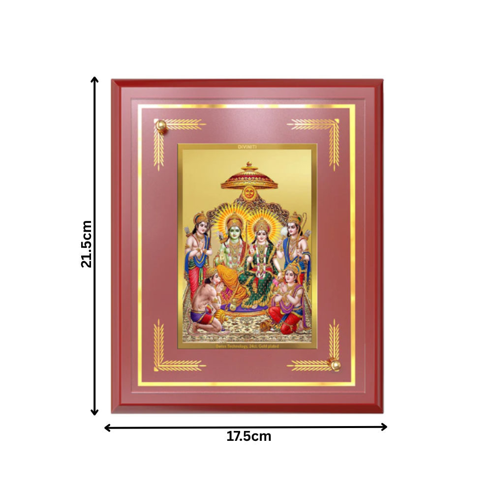 Ram Darbar | Divine Royal Family Wall and Tabletop Photo Frame in 24K Gold Plated Foil