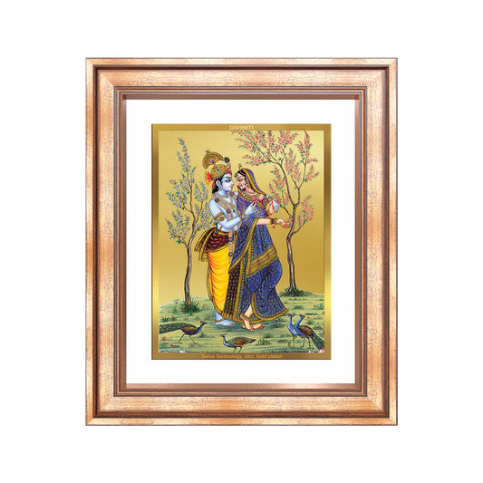 Radha Krishna | Divine Love Eternal Wall Mount Photo Frame in 24K Gold Plated Foil