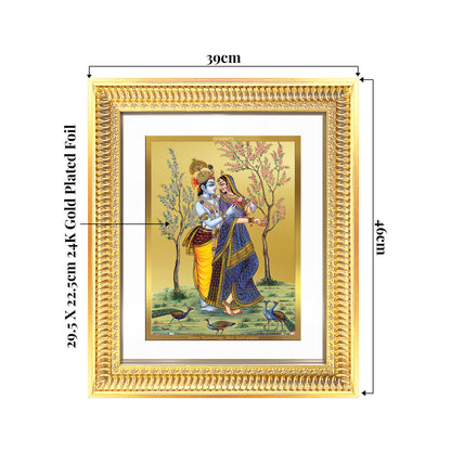Radha Krishna | Divine Love Eternal Wall Mount Photo Frame in 24K Gold Plated Foil