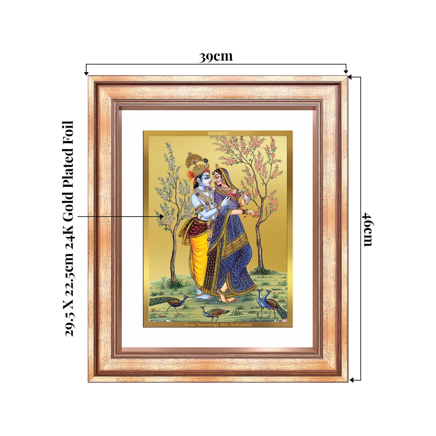 Radha Krishna | Divine Love Eternal Wall Mount Photo Frame in 24K Gold Plated Foil