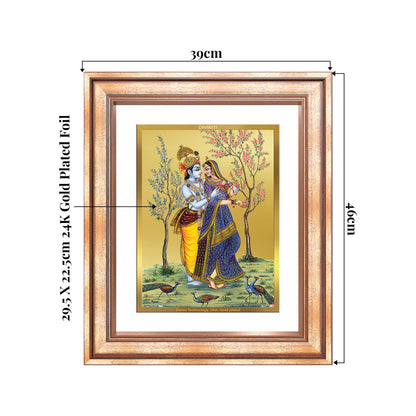Radha Krishna | Divine Love Eternal Wall Mount Photo Frame in 24K Gold Plated Foil