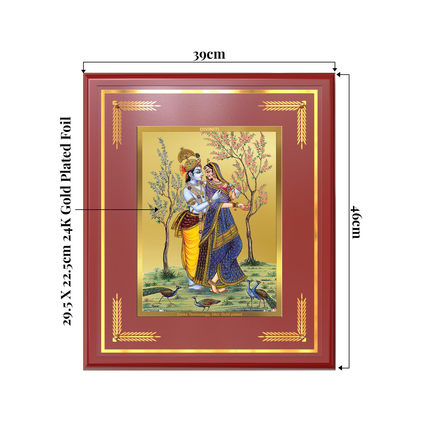 Radha Krishna | Divine Love Eternal Wall Mount Photo Frame in 24K Gold Plated Foil