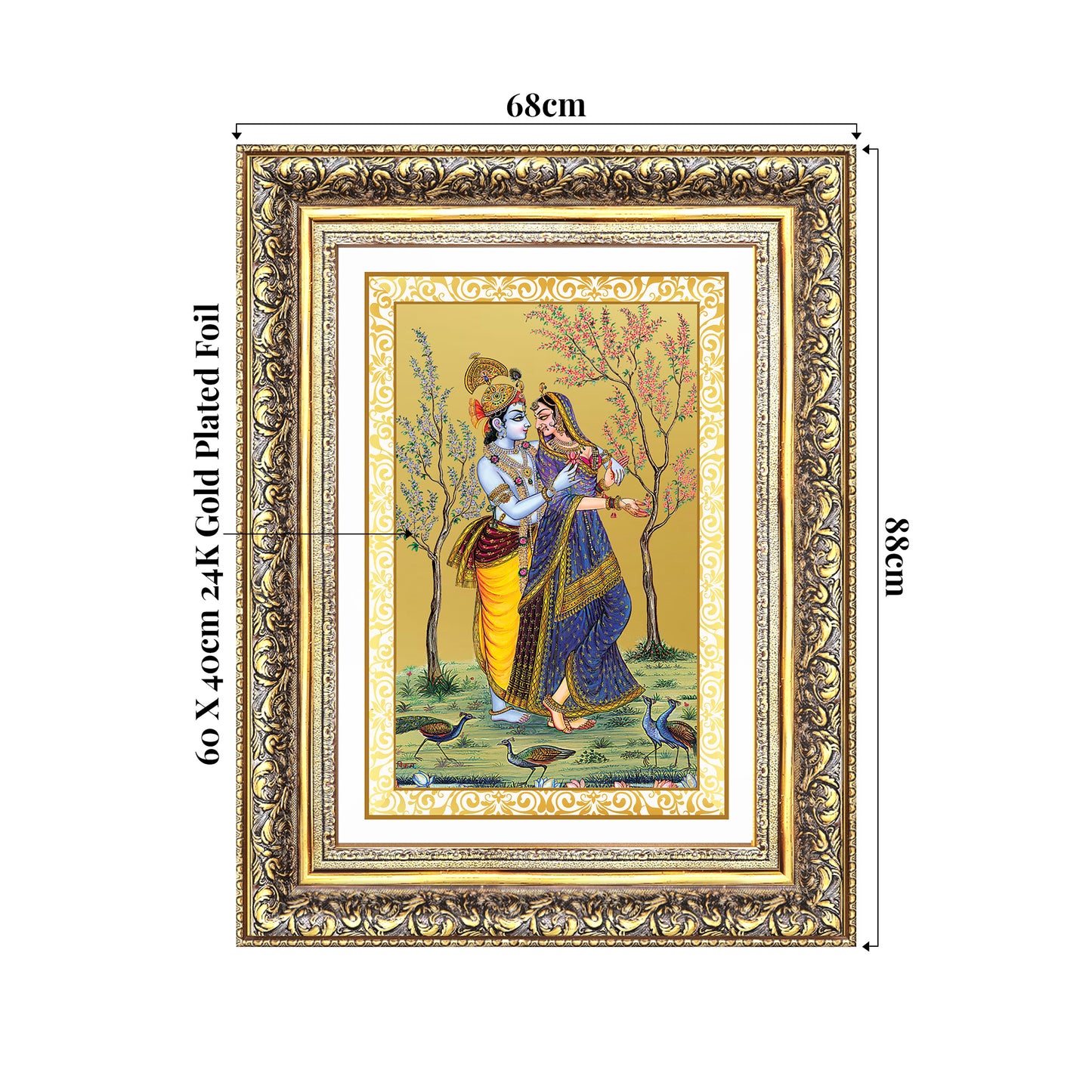 Radha Krishna | Divine Love Eternal Wall Mount Photo Frame in 24K Gold Plated Foil