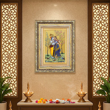 Radha Krishna | Divine Love Eternal Wall Mount Photo Frame in 24K Gold Plated Foil