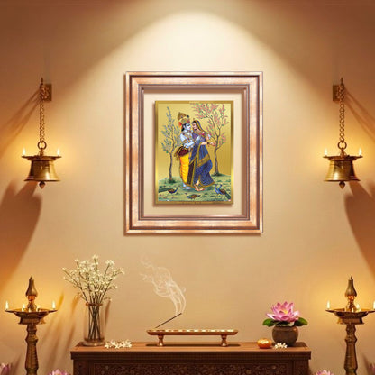 Radha Krishna | Divine Love Eternal Wall Mount Photo Frame in 24K Gold Plated Foil