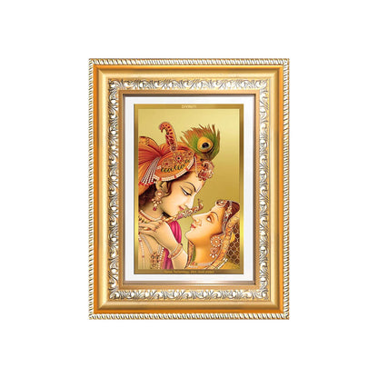 Radha Krishna with Flute | Lord Krishna Wall and Tabletop Photo Frame in 24K Gold Plated Foil