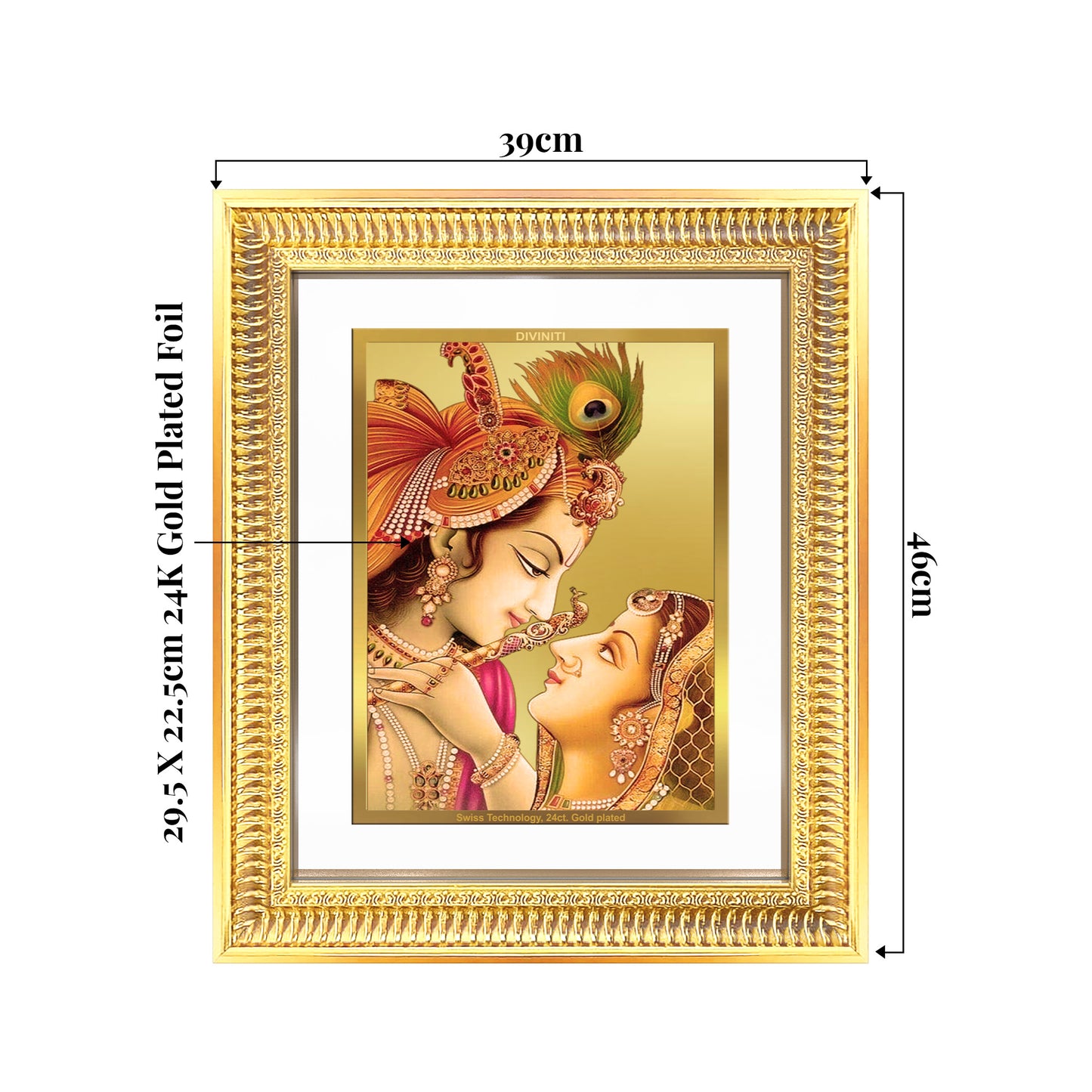 Krishna with Flute | Lord Krishna Wall Mount Photo Frame in 24K Gold Plated Foil