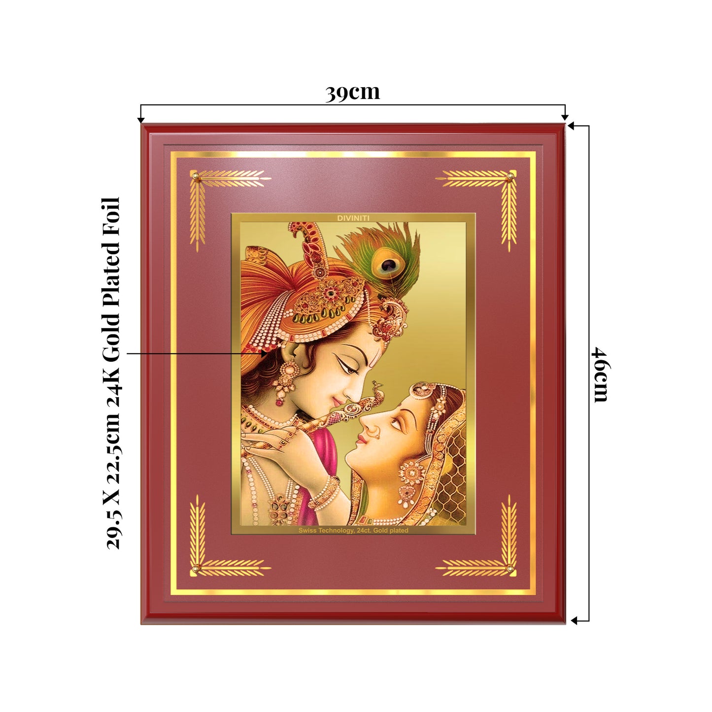 Krishna with Flute | Lord Krishna Wall Mount Photo Frame in 24K Gold Plated Foil