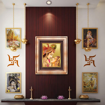 Krishna with Flute | Lord Krishna Wall Mount Photo Frame in 24K Gold Plated Foil