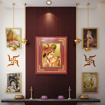 Krishna with Flute | Lord Krishna Wall Mount Photo Frame in 24K Gold Plated Foil