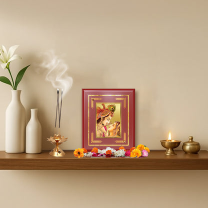 Krishna with Flute | Lord Krishna Wall & Tabletop Frame in 24K Gold Plated Foil