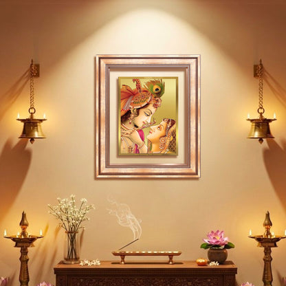 Krishna with Flute | Lord Krishna Wall Mount Photo Frame in 24K Gold Plated Foil