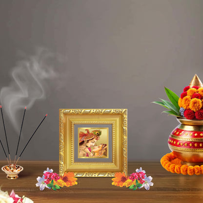 Krishna with Flute | Lord Krishna Tabletop Frame in 24K Gold Plated Foil