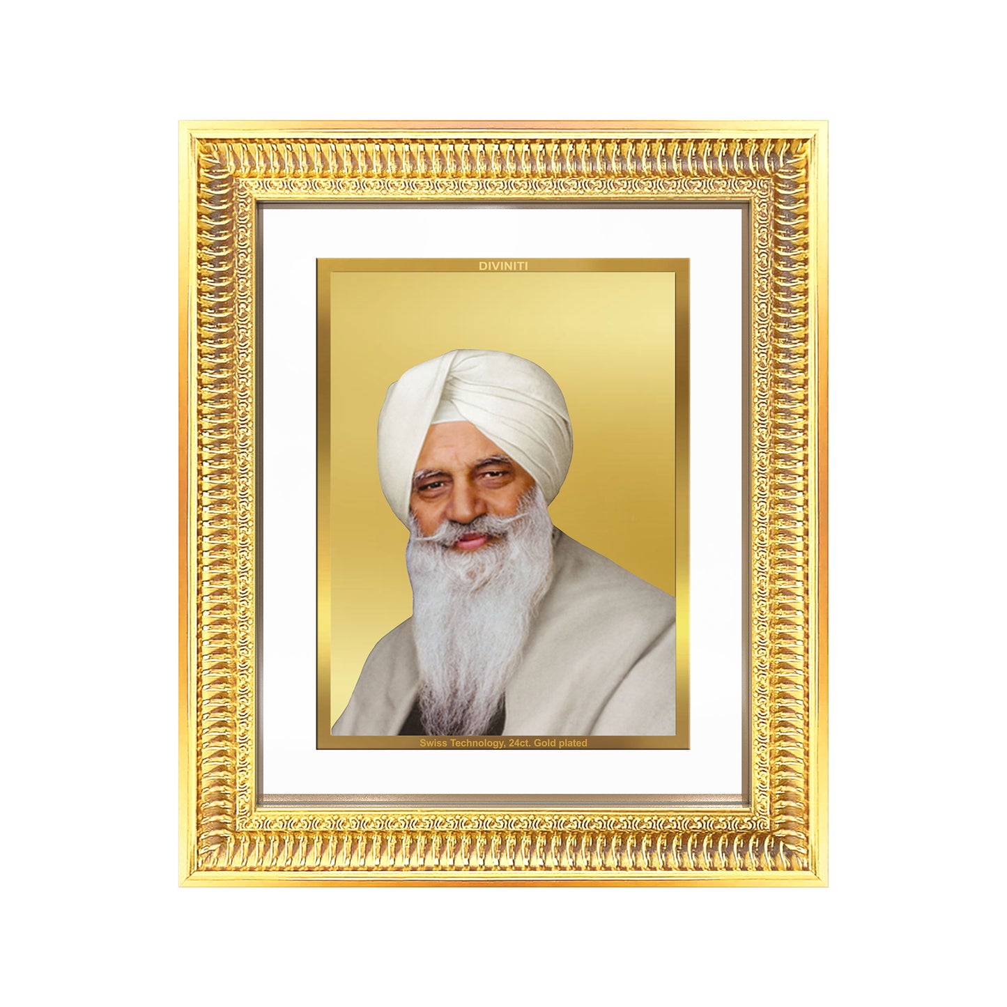 Baba Gurinder Singh Ji Maharaj | Spiritual Master of Radha Soami Satsang Beas Wall Mount Photo Frame in 24K Gold Plated Foil