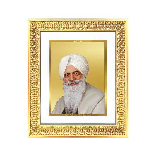 Baba Gurinder Singh Ji Maharaj | Spiritual Master of Radha Soami Satsang Beas Wall Mount Photo Frame in 24K Gold Plated Foil