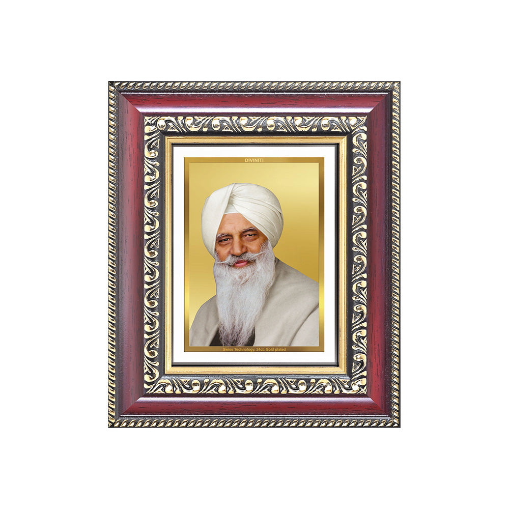 Baba Gurinder Singh Ji Maharaj | Spiritual Master of Radha Soami Satsang Beas Wall & Tabletop Frame in 24K Gold Plated Foil