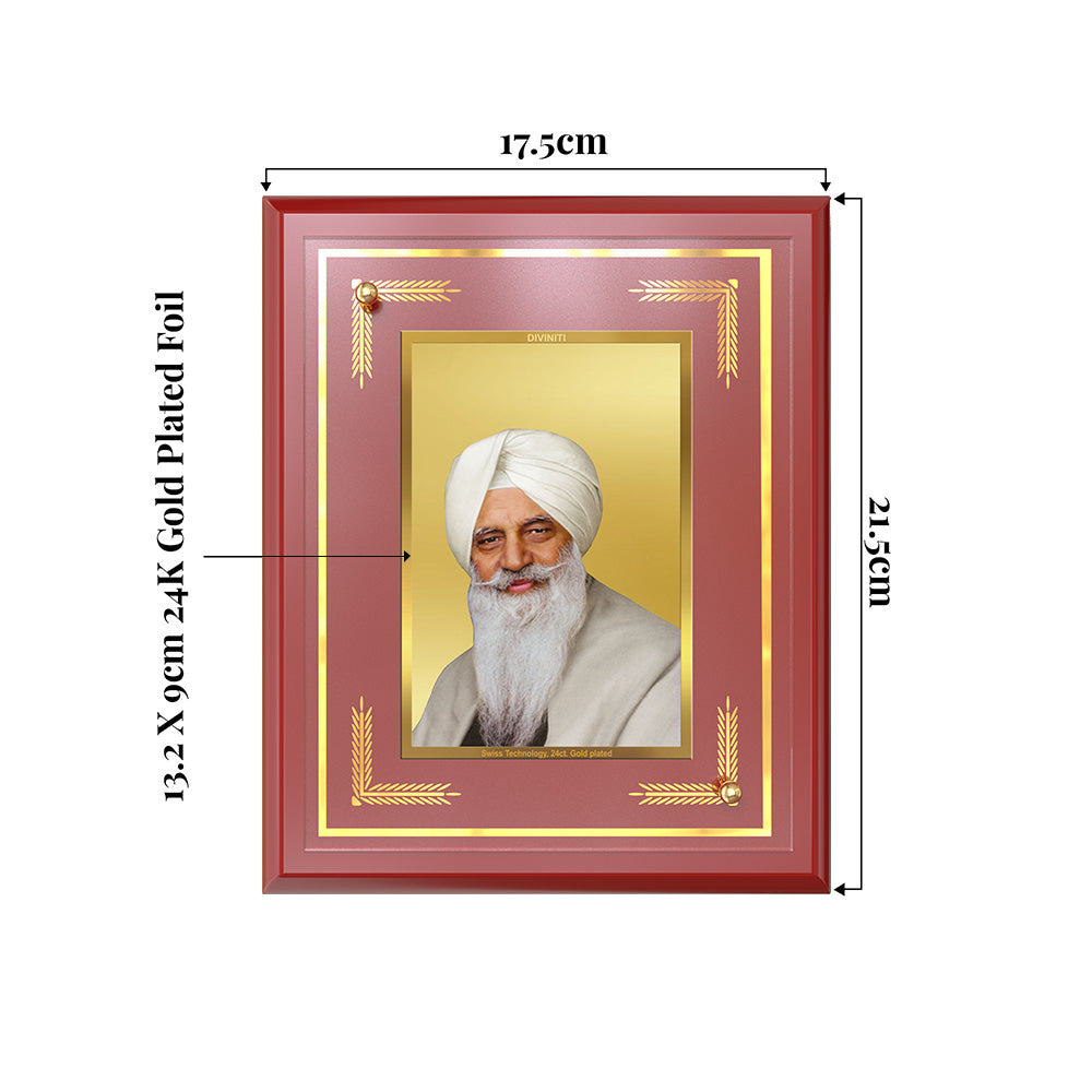 Baba Gurinder Singh Ji | Spiritual Master of Radha Soami Satsang Beas Wall and Tabletop Photo Frame in 24K Gold Plated Foil
