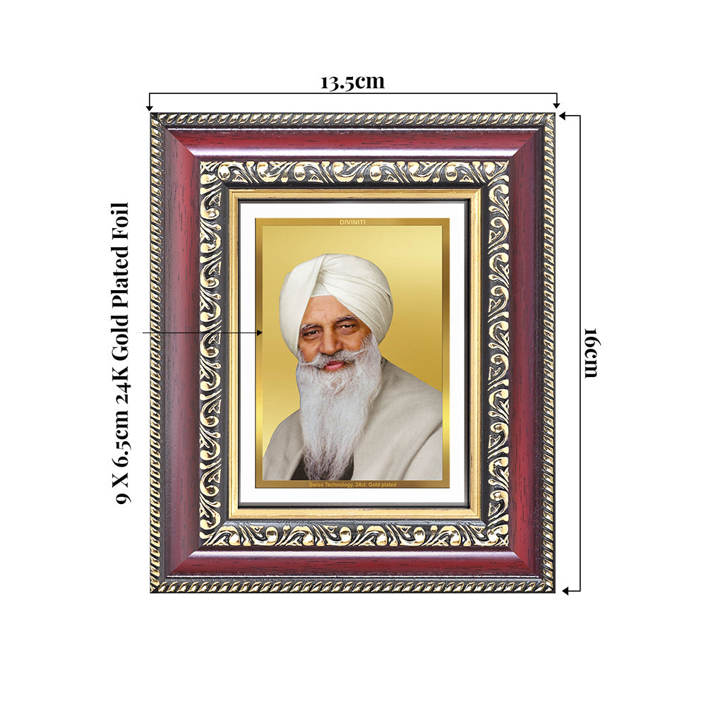 Baba Gurinder Singh Ji Maharaj | Spiritual Master of Radha Soami Satsang Beas Wall & Tabletop Frame in 24K Gold Plated Foil