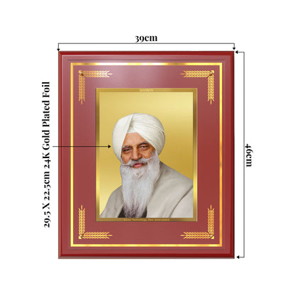 Baba Gurinder Singh Ji Maharaj | Spiritual Master of Radha Soami Satsang Beas Wall Mount Photo Frame in 24K Gold Plated Foil