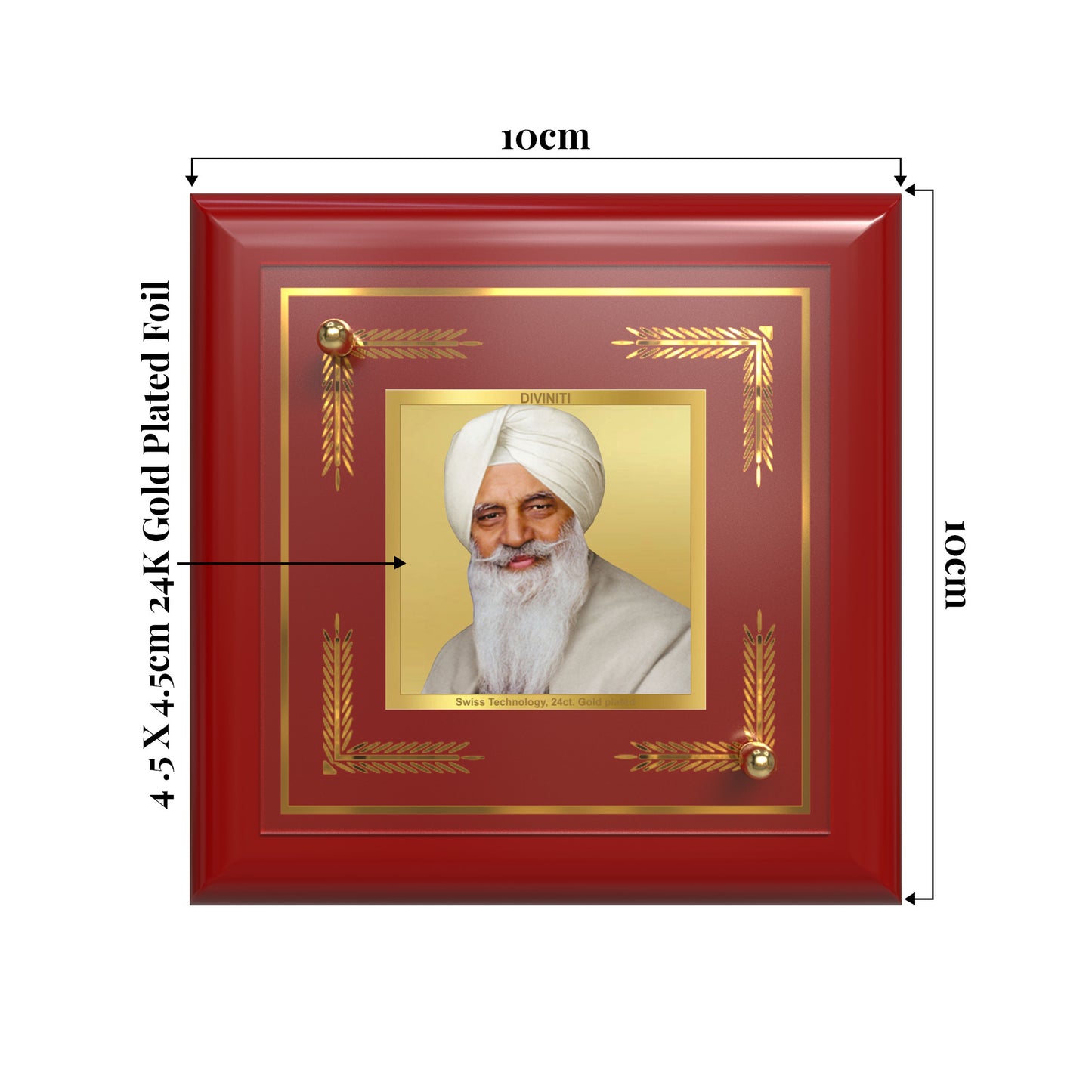 Baba Gurinder Singh Ji Maharaj | Spiritual Master of Radha Soami Satsang Beas Tabletop Frame in 24K Gold Plated Foil