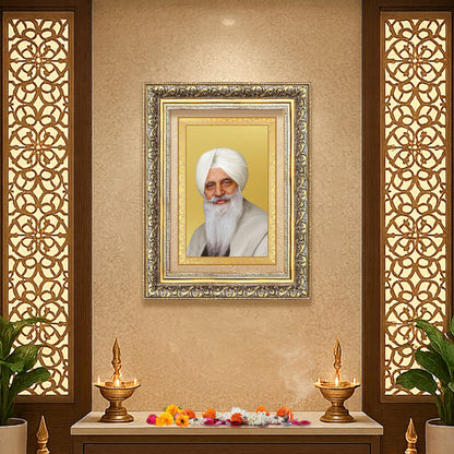 Baba Gurinder Singh Ji Maharaj | Spiritual Master of Radha Soami Satsang Beas Wall Mount Photo Frame in 24K Gold Plated Foil