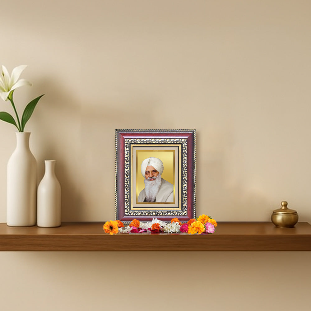 Baba Gurinder Singh Ji Maharaj | Spiritual Master of Radha Soami Satsang Beas Wall & Tabletop Frame in 24K Gold Plated Foil